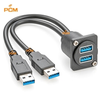 Câble d'extension USB 3.0 double mâle-femelle à montage encastré, boîtier D, USB-A monté sur panneau, 5 Gbit/s pour châssis de serveur et armoire de contrôle
