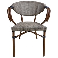 Chaise de bistrot d'extérieur avec structure en aluminium et tissu Teslin, finition imitation bois, pour restaurant, café, terrasse