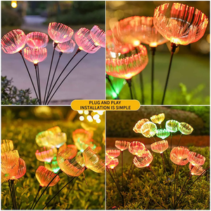 Lampe LED solaire étanche en forme de méduse pour extérieur, <span class=keywords><strong>cour</strong></span>, balcon, camping - Champignon décoratif en fibre optique pour sol, IP65 - Product Image 5