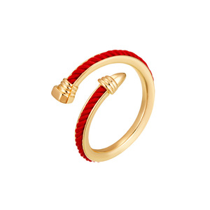New Year Red <b>String</b> Open Ring <b>Gold</b> Tone Adjustable Index Finger Ring Chinese Style Fashion Jewelry - Product Image 5