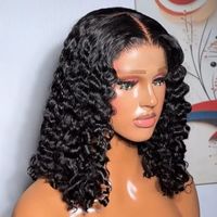Perruque frontale HD sans colle en cheveux humains bruts bouclés birmans, coupe courte bob, avec ligne de cheveux naturelle, vente en gros, pour usage quotidien et mode