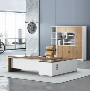 <span class=keywords><strong>Bureau</strong></span> de travail moderne avec plateau épais et structure métallique robuste, table d'ordinateur imperméable pour usage commercial - Product Image 5