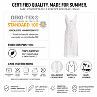 Dames Hollow Out Bikini Cover-ups Strandjurk Dames V-hals Mouwloos Gehaakt Badpak Cover-up Strandkleding Vakantiekleding
