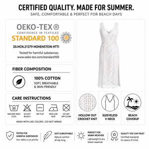 Vestido de playa de ganchillo calado para mujer, con cuello en V y sin mangas, para cubrir el traje de baño, venta al por mayor OEM, marca privada, pedido a granel - Product Image 4