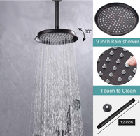 Système de Douche Mural HONGDEC Antique à Double Pommeau de Pluie 6 pouces, Noir Mat, avec Douchette à Main et Jets Corporels Vintage pour Hôtels