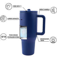 Nouvelle gourde isotherme de 40 oz avec poignée et paille rabattable, tasse anti-fuite, grande capacité, revêtement poudré, logo personnalisé