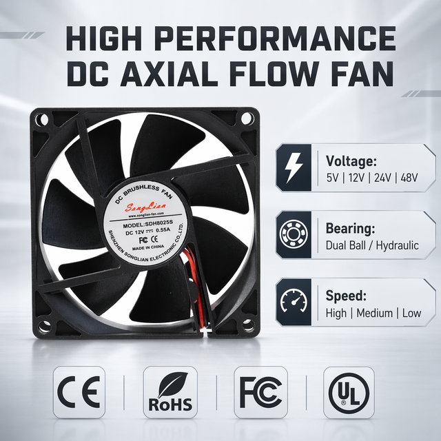 8025 24V 48V Cooling Fan 80mm 80x80x25mm 12V 3Iin Ball Bearing Plastic Blades Fan Axial Flow Cooling Fan