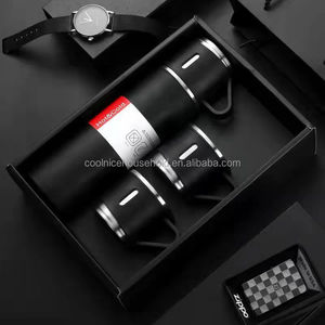 Business Gift Vacuum Flask Set with Handle and Three Cups Vacuum Insulated Double Wall Stainless Steel <b>Thermos</b> <b>Bottle</b> - Product Image 4