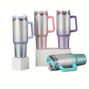 Bouteille d'eau isotherme portable en acier inoxydable de 40 oz avec poignée, motif diamant dégradé, logo imprimé, Ice Bully - Product Image 1