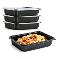 Conteneur alimentaire pour fête YANGRUI PP 47oz, à emporter, base noire, couvercle transparent, boîte d'emballage alimentaire thermoformée pour restaurant