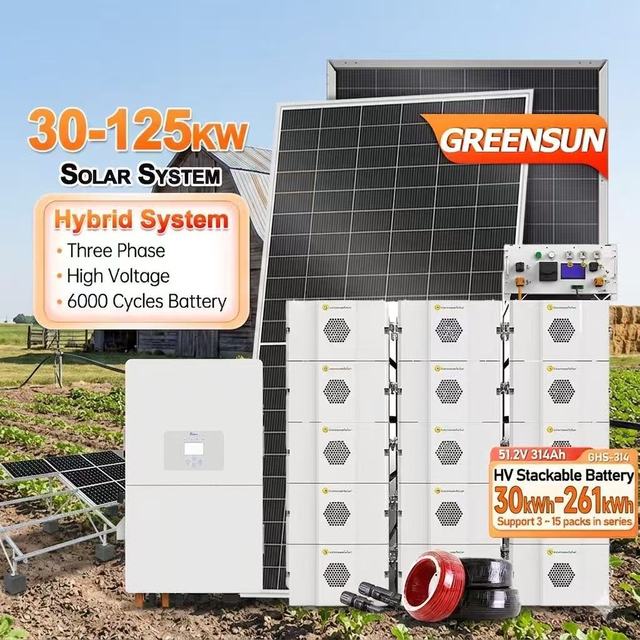 Off Grid Hybrid Solar System 125kw Industrial Battery Storage Liquid Cooling 261KWH for Renewable Energy Projects