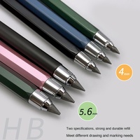Crayons automatiques hexagonaux en métal personnalisés avec logo, spéciaux pour les étudiants en art, tailles 5,6 mm et 4,0 mm pour le dessin et l'écriture