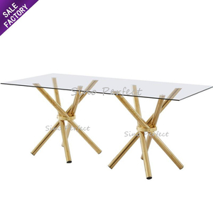 Mesa de Banquete Rectangular de Diseño Moderno con Tapa de Cristal Transparente para Bodas, Hoteles y Eventos, Gran Venta - Product Image 1