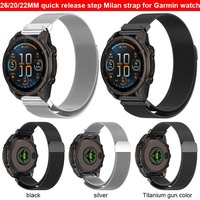 BEEFLYPOWER 26mm 22mm 20mm Tali Milanese QuickFit untuk Garmin Fenix 8 E 7X Pro 6X Magnetik Resmi untuk Garmin Tactix 8/Quatix 8