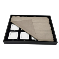 Ensemble de 12 boîtes carrées en métal argenté pour la présentation de pierres précieuses, avec couvercle transparent, plateau en métal argenté.