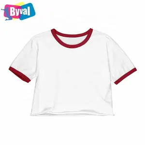 자신의 인쇄 도매 짧은 배꼽 단추 벨소리 티셔츠 Byval 여성의 짧은 소매 여름 섹시하고 단서 착용