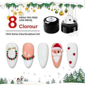 Collection de Noël 2025 Hs, gel de sculpture pour nail art, pot de 10g, 8 couleurs, gel UV 3D pour technicien en ongles - Product Image 1