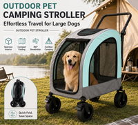 Poussette pliable et respirante pour animaux de compagnie, chariot de transport fermé en maille à quatre roues pour voyages en extérieur
