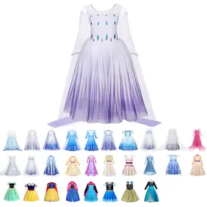 Платье принцессы Эльзы для девочек, вечернее платье на день рождения, костюм королевы Эльзы для косплея, веревочный наряд на Хэллоуин, одежда