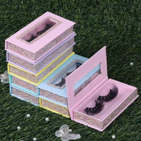 Cils en Faux Vison Haut de Gamme, Boîte Cadeau Magnétique Portable en Carton Rigide en Forme de Livre, Logo Personnalisé, Doublure en Éponge Rose, Recyclée