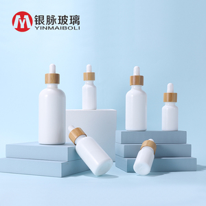 Serum Putih, Tetes Kaca Bulat Minyak Esensial dengan Pipet Bambu 10Ml 15Ml 20Ml 30Ml 50Ml 100Ml - Product Image 3