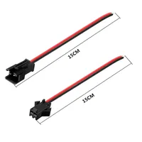 10 Pasang 2X15CM JST SM 2-Pin Kabel Konektor Kawat Jantan Kabel Pigtail Lampu Strip LED Lampu Pita Tembaga PVC IP68 Plug