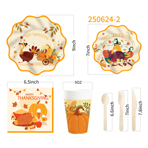 Juego de Vajilla con Tema de Hojas de Arce y Pavo de Acción de Gracias DAMAI, Platos de Papel, Vasos, Servilletas, Decoración de Mesa de Acción de Gracias, Decoraciones para Fiestas - Product Image 5