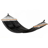 Hamac double moderne de luxe avec barres de maintien en bois et oreillers, éco-responsable, portable, pour l'intérieur et l'extérieur