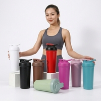 Bouteille shaker isotherme à double paroi en acier inoxydable de 24 oz, anti-fuite, pour protéines, idéale pour la salle de sport et le fitness