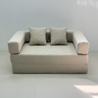 Canapé-lit pliable en velours côtelé beige 2026, convertible avec oreillers pour salon et appartement – Offre Spéciale