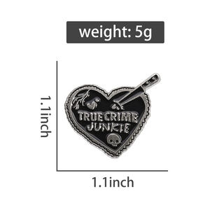 True Crime Junkie esmalte Pin Halloween gótico daga corazón broche solapa insignia Punk joyería regalo para amigos - Product Image 6
