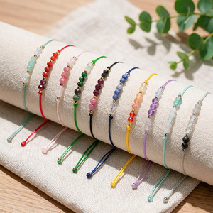 Bracelet en pierre naturelle du zodiaque, <span class=keywords><strong>horoscope</strong></span>, astrologie, pierre de naissance, bijoux, bracelet à cordon réglable avec perles pour les 12 constellations - Product Image 2