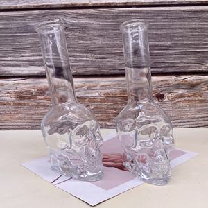 Contenant à boisson en verre vide de 500 ml, super transparent, avec motif tête de mort, tube en verre à long col, large ouverture, vente en gros - Product Image 2