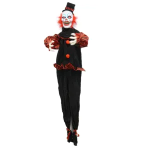 Halloween Animatronics Outdoor Scary Haunted House Party Creepy Hanging Clow with Red Hair and Hat
