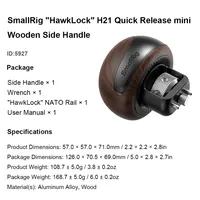   Poignée latérale pour appareil photo en bois à dégagement rapide HawkLock H21, poignée ergonomique compacte pour cage d'appareil photo, horizontale