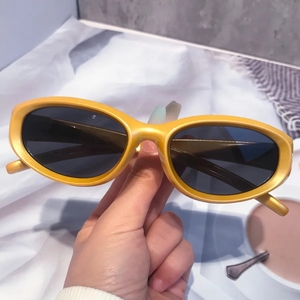 แว่นกันแดดทรงแคทอายรูปไข่เล็กแบบวินเทจ Y2K รุ่น 89122 สำหรับผู้หญิง สีเขียวเหลือง แว่นกันแดดสำหรับเล่นกีฬา ผู้ชาย ฮิปฮอป ขับรถ ป้องกันรังสียูวี 400 - Product Image 3