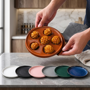 Assiette <span class=keywords><strong>à</strong></span> <span class=keywords><strong>Escargots</strong></span> en Céramique <span class=keywords><strong>à</strong></span> <span class=keywords><strong>6</strong></span> Cavités avec Soucoupe, Compatible Four et Micro-ondes, Vaisselle de Cuisine Française pour Restaurant, Maison, Fruits de Mer et Cuisson - Product Image 2