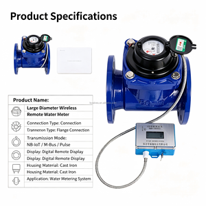 <span class=keywords><strong>D</strong></span>ébitmètre mécanique à turbine Langqiao à montage <span class=keywords><strong>sur</strong></span> bride pour <span class=keywords><strong>eau</strong></span> froide DN15 M-Bus R80, grand diamètre, haute précision, avec couvercle en cuivre, IP65 - Product Image 3