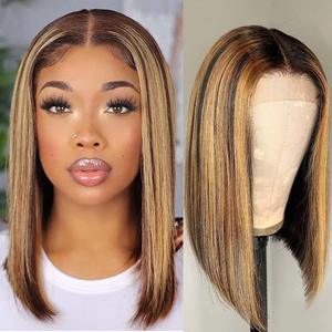Pelucas Sintéticas con Frente de Encaje Pequeño, Cabello Lacio Rubio, Estilo Bob <span class=keywords><strong>Corto</strong></span>, Pelucas de Encaje sin Pegamento - Product Image 2
