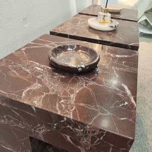 Modern Luxury Natural Rosso Levanto Marble Stone <strong>Side</strong> End <strong>Table</strong> for <strong>Side</strong> <strong>Table</strong> for Living Room Bed Bedroom <strong>Sofa</strong> <strong>Side</strong> <strong>Tables</strong> - Product Image 2