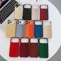 Nouvelle coque de téléphone de luxe en cuir motif crocodile, demi-coque rigide à dissipation thermique pour iPhone 17 16 15 Pro Max, modèle tendance