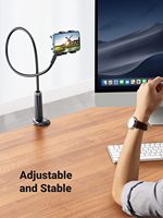 Support de téléphone UGREEN LP113 noir avec pince papillon, support de téléphone flexible col de cygne, fixation robuste pour lit, 90 cm de long