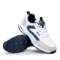 Chaussures de course décontractées pour hommes grandes tailles avec lacets, empeigne en cuir verni, doublure en mesh, semelle extérieure en PU - Toutes saisons