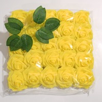 Rose artificielle en mousse de 8 cm, pas chère, avec feuilles et tige, fleurs artificielles, roses au toucher réel pour la décoration de mariage