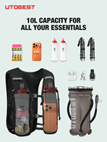 UTOBEST Gilet de Course en Nylon Tendance avec 2 Bouteilles Souples de 500 ml, Respirant, Léger, Résistant à l'Eau et Réglable pour le Trail