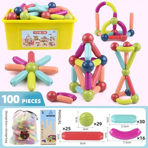 Stem Giáo Dục 100 Pcs Từ Bóng Gậy Khối Xây Dựng Thần Tài Đồ Chơi Đầy Màu Sắc Thanh Từ Bộ - Product Image 4