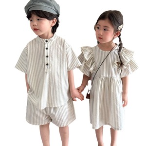 Детский летний комплект для мальчиков, 2025 с коротким рукавом в полоску, новое летнее платье, Хлопковое платье для маленьких девочек - Product Image 1