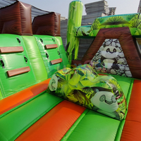 Château gonflable commercial extérieur pour enfants, combo toboggan Panda, en PVC 0,55 mm, capacité 500 kg, portable, garantie 3 ans