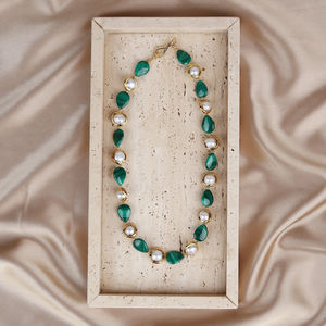 בציר פנינה טבעית וטיפה מלכיט, כפתורים סימן שאלה משובחים שרשרת חרוזים עבור נשים מסיבת חוף הים - Product Image 1
