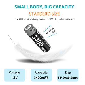 Fabricantes de baterías de China 1,5 V AA 3400mWh adecuado para cerradura inteligente juguete pequeños electrodomésticos USB batería de iones de litio recargable - Product Image 4